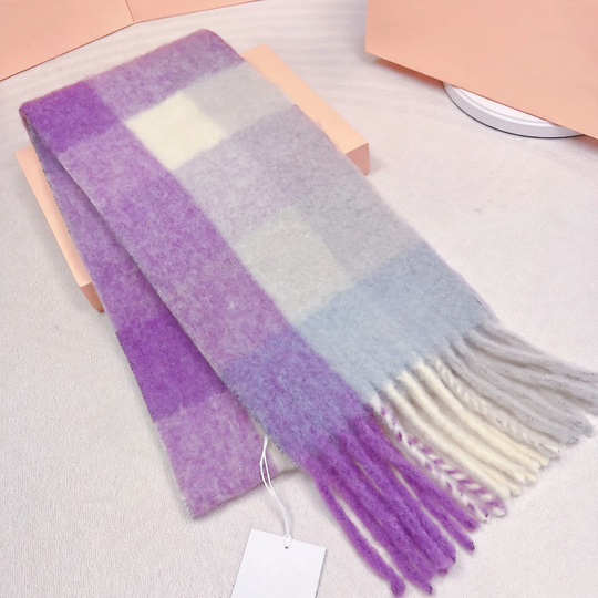 Langer Regenbogen-Schal aus Mohair-Wollmischung
