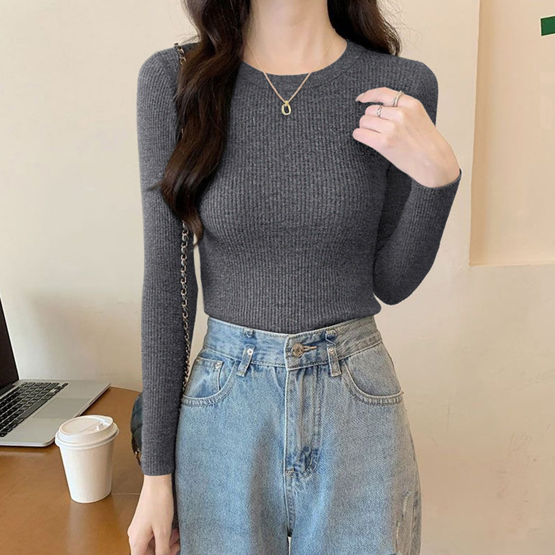 Damen-Strickpullover mit Rundhalsausschnitt