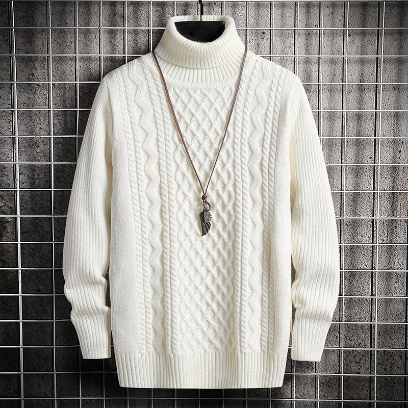 Herren-Strickpullover, Rollkragen, Rautenmuster, schmal