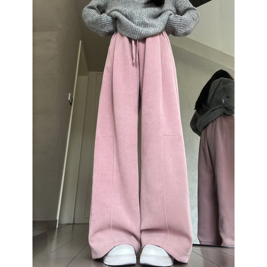 Damen-Cordhose mit weitem Bein, hohe Taille