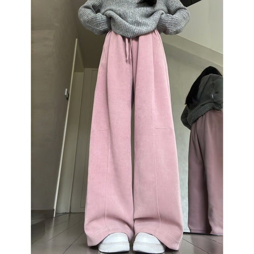 Damen-Cordhose mit weitem Bein, hohe Taille
