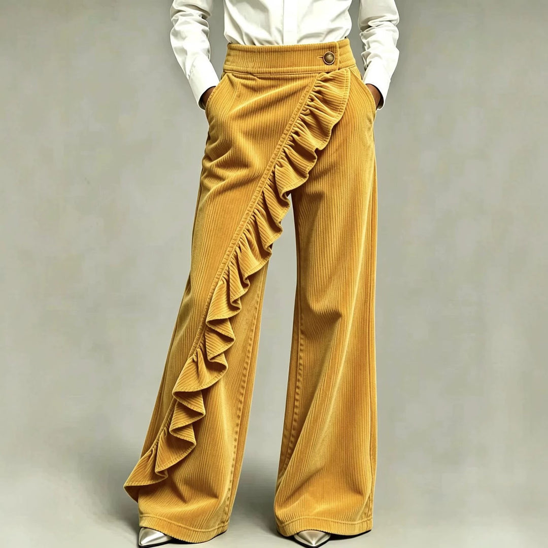 Damen-Cordhose mit Schlag und hohem Bund