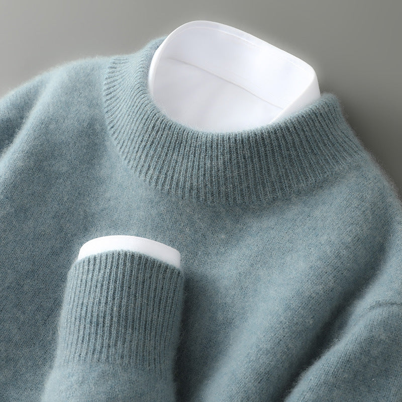 Herren-Wollpullover, Stehkragen, 100% Wolle, dick