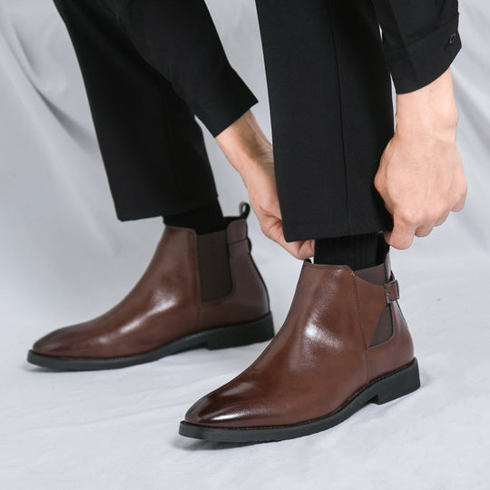 Klassische Herren-Lederstiefeletten im Chelsea-Stil
