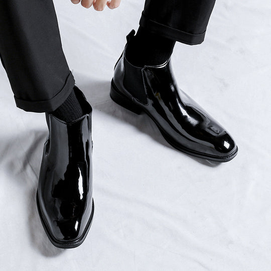 Herren-Chelsea-Stiefel, Lackleder-Optik