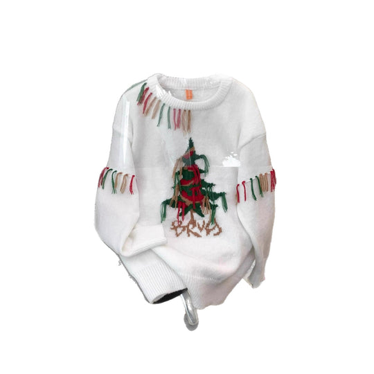 HandgefertiNord Taschenr Strickpullover mit Weihnachtsbaum-Motiv