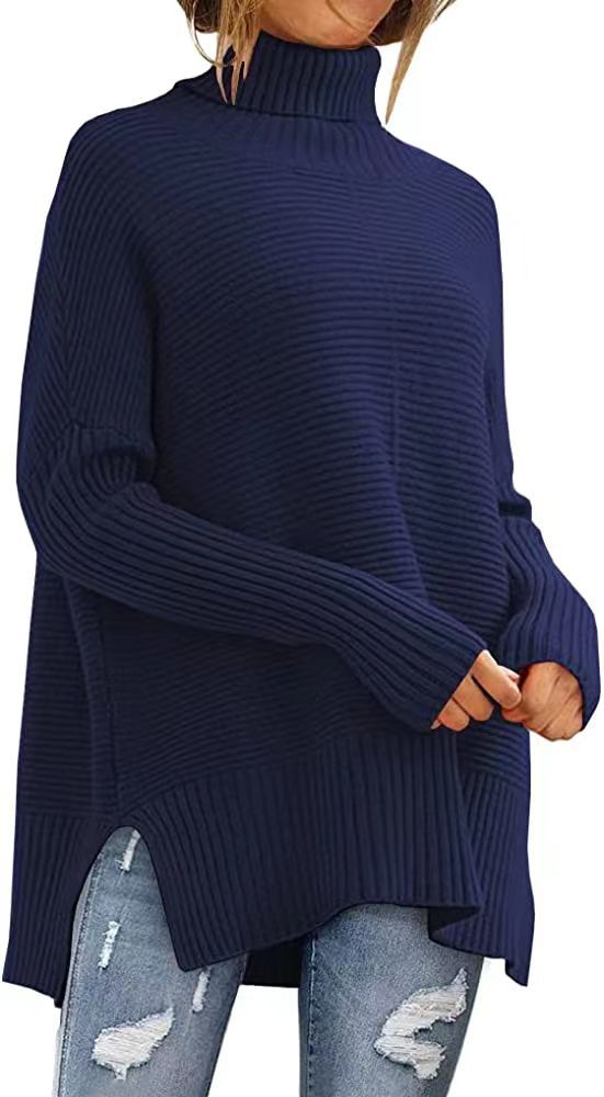 Damen Strickpullover, Rollkragen, weiter Schnitt