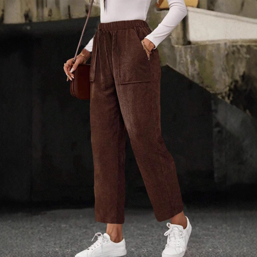Damen-Cordhose, gerade geschnitten, mit Taschen