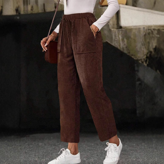 Damen-Cordhose, gerade geschnitten, mit Taschen