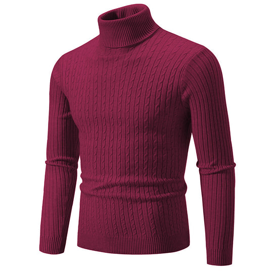 Herren-Rollkragenpullover, Zopfmuster, klassisch