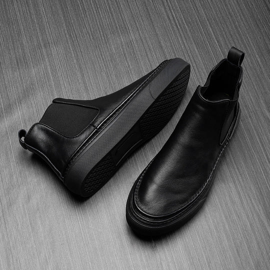 Herren-Stiefel aus Narbenleder, gefüttert