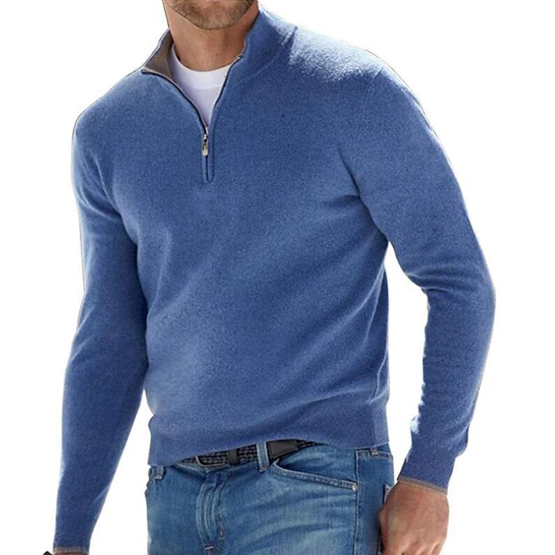 Herren-Langarm-Kaschmirpullover mit Reißverschluss