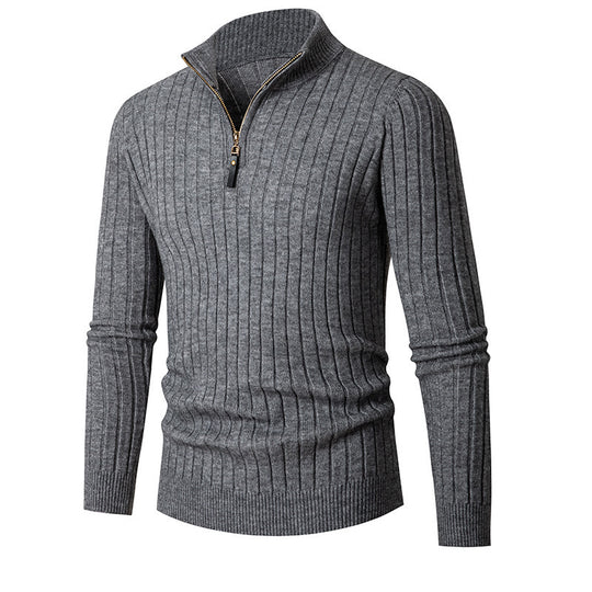 Herren-Strickpullover mit Reißverschluss und Halbrollkragen