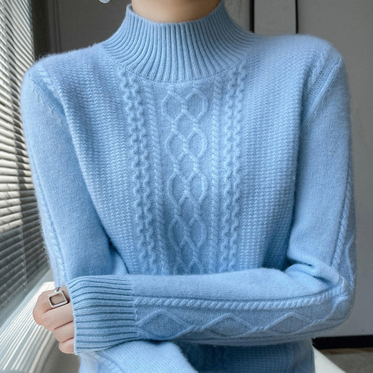 Damen-Strickpullover, Rundhalsausschnitt, wärmend