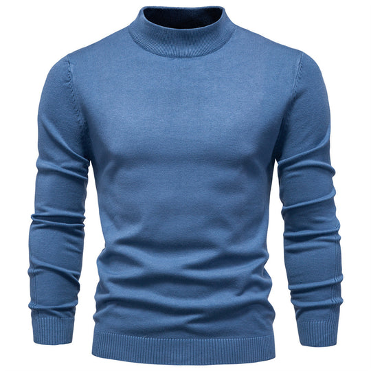 Herren-Rollkragenpullover, einfarbig, lässig