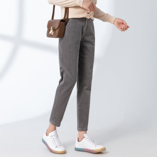 Damen-Cordhose, lockerer Schnitt, 7/8-Länge