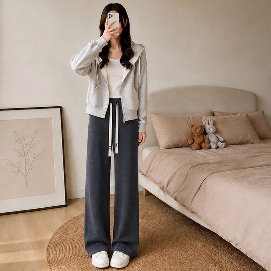Damen-Cordhose mit weitem Bein, locker geschnitten