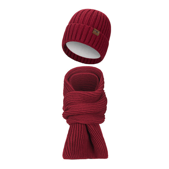 Unisex Strickmützen- und Schal-Set, gefüttert