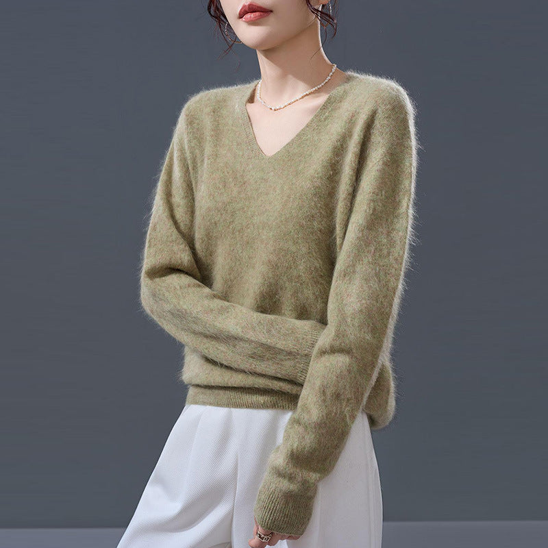 Damen-Strickpullover aus weichem Woll-Kaschmir-Mix