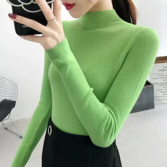 Damen-Strickpullover mit Stehkragen, schmal geschnitten