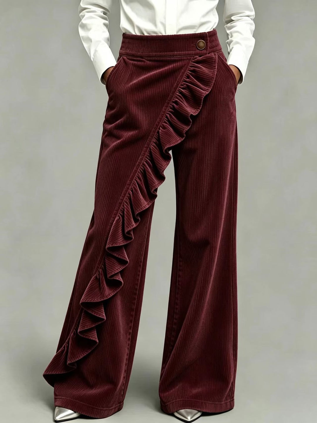 Damen-Cordhose mit Schlag und hohem Bund