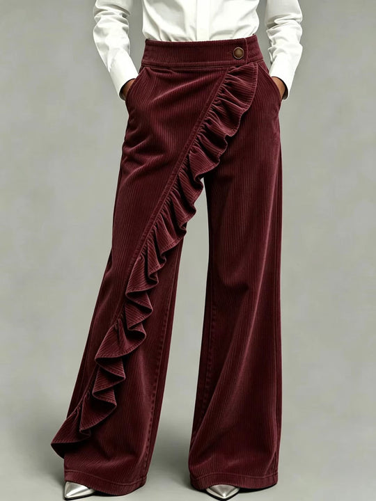 Damen-Cordhose mit Schlag und hohem Bund