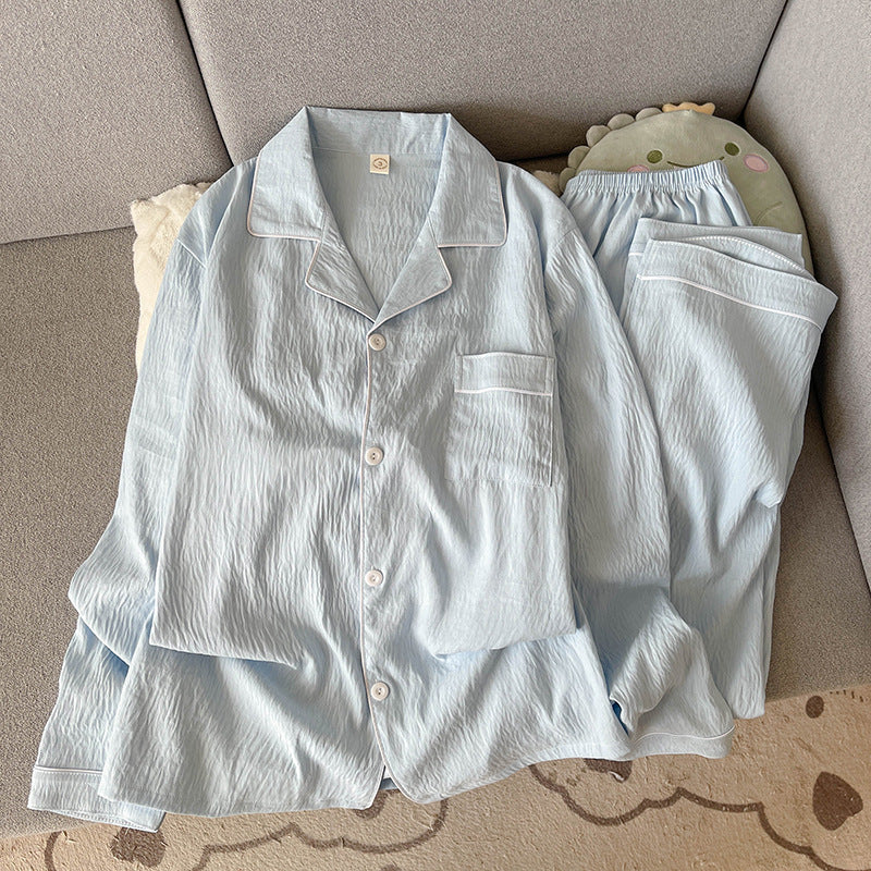 Herren-Pyjama-Set, Baumwoll-Musselin, Langarm, kariert
