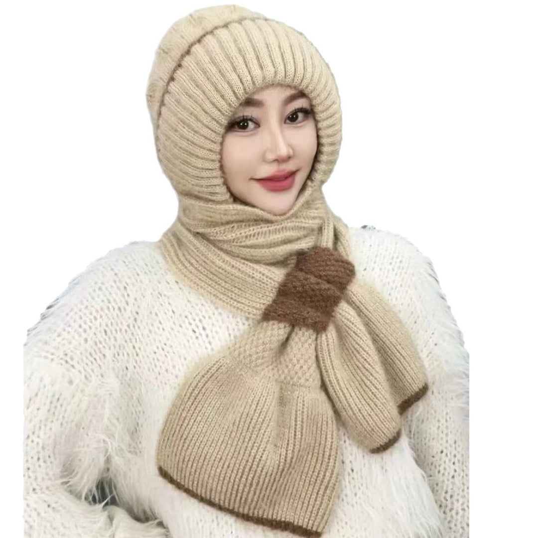Strickmützen- und Schal-Set, gefüttert, Winter