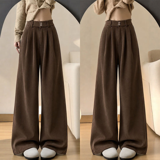 Gefütterte Kord-Weithose für Damen, Herbst und Winter