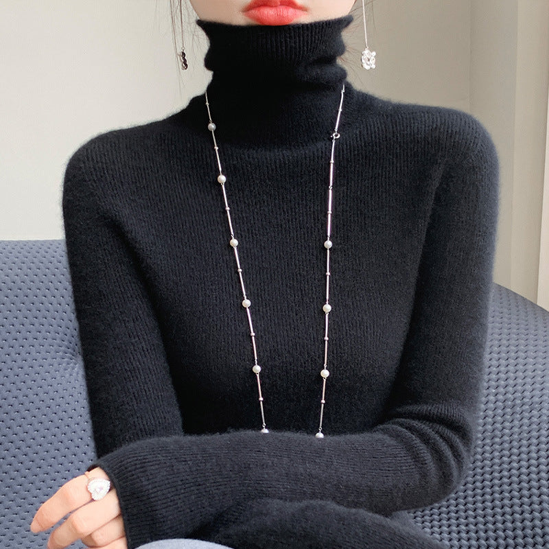 Damen-Strickpullover mit Stehkragen, figurbetont