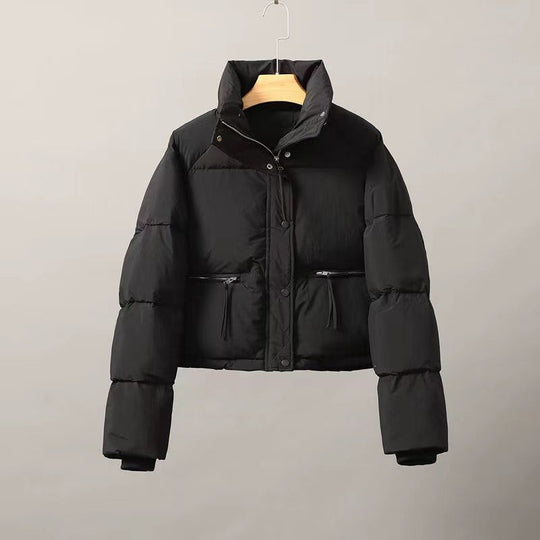 Kurze Damen-Steppjacke mit Stehkragen
