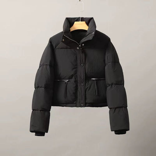 Kurze Damen-Steppjacke mit Stehkragen