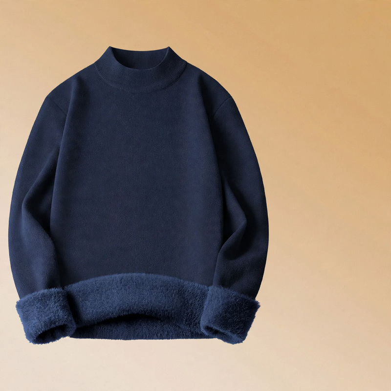 Herren-Strickpullover mit Wollmischung und Fleecefutter