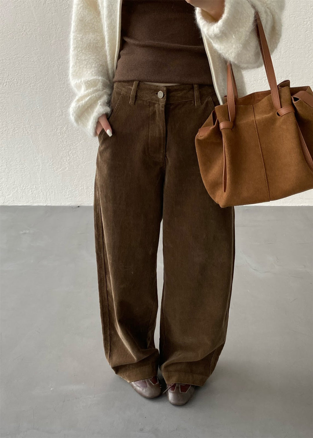 Baumwoll-Cordhose, weit geschnitten, gefüttert, Herbst/Winter
