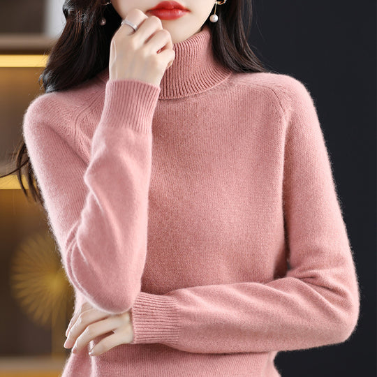 Damen-Strickpullover mit Stehkragen, locker und langärmlig