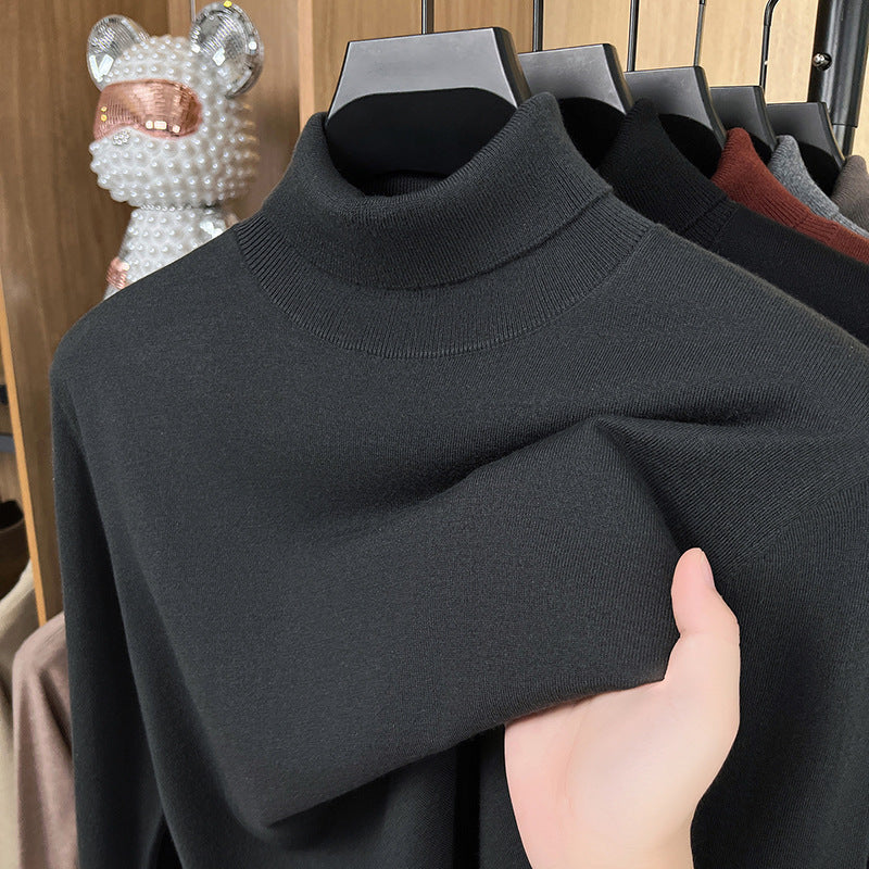 Herren-Pullover aus Seide und Schafwolle, Stehkragen