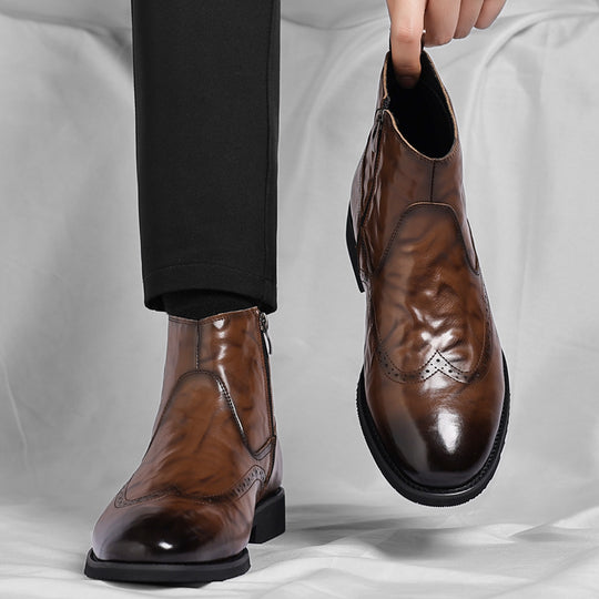 Klassische Chelsea-Stiefel mit Brogue-Details