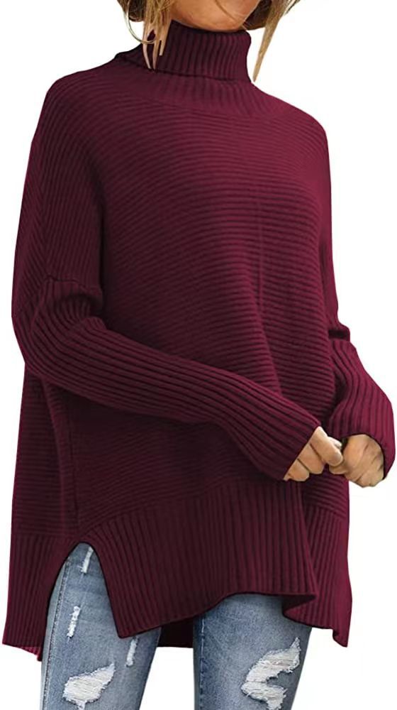 Damen Strickpullover, Rollkragen, weiter Schnitt