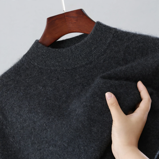 Herren-Wollpullover, Stehkragen, locker geschnitten