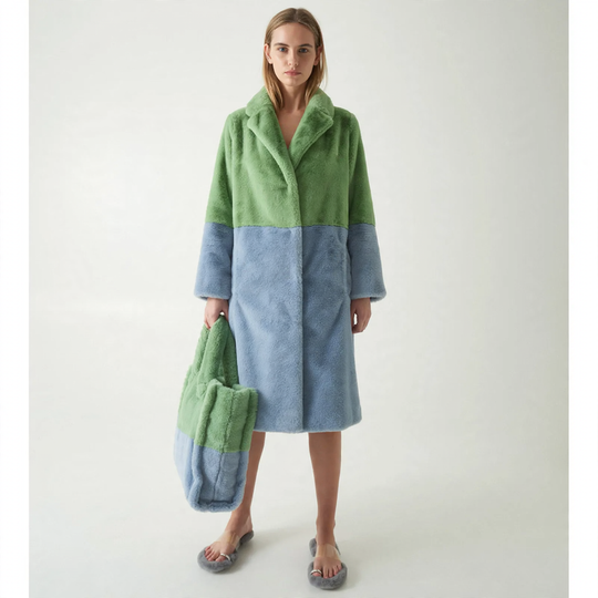 Damen-Mantel aus Kunstfell, warm, mittellang