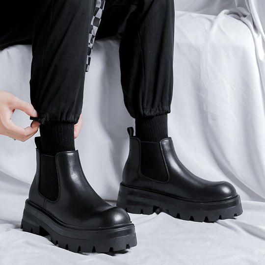 Herren-Chelsea-Stiefel, Plateau, Mikrofaser