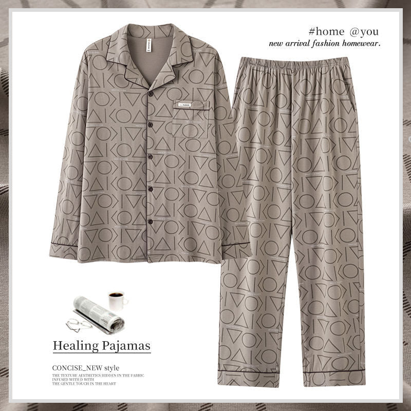Herren-Pyjama aus 100% Baumwolle, langärmelig