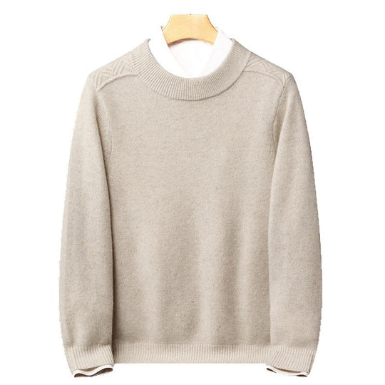 Herren-Yakwollpullover, Stehkragen, warm und gestrickt