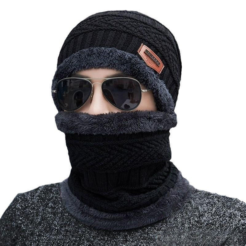 Gefüttertes Strickmützen- und Schal-Set für Herren
