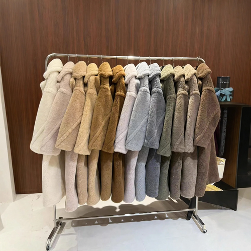 Damen-Teddy-Mantel, mittellang, lockere Passform