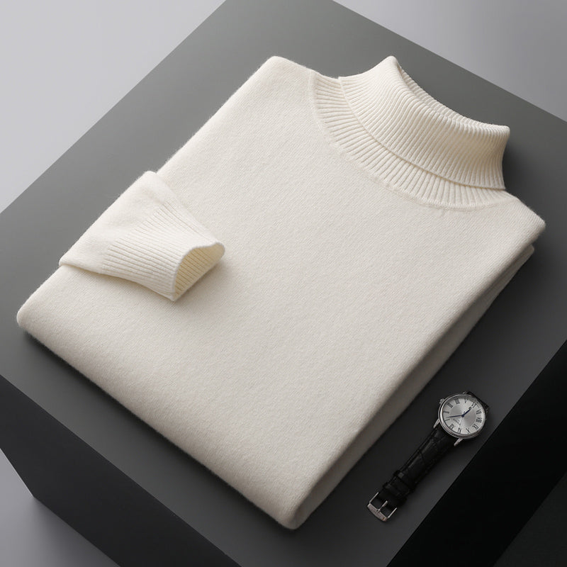 Herren-Rollkragenpullover, einfarbig, langärmelig, Strick