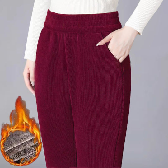 Gefütterte Cord-Haremshose für Damen, warm und bequem