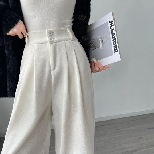 Gefütterte Chenille-Hose mit hohem Bund