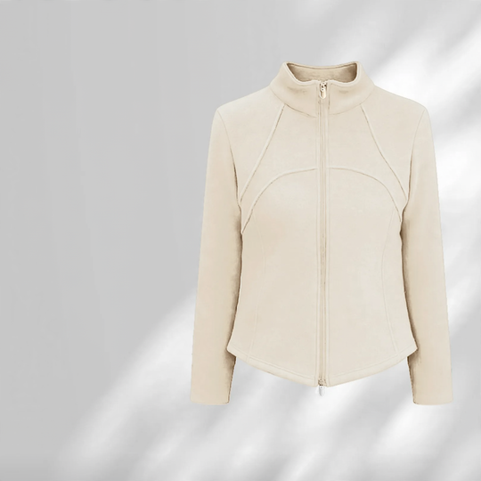 Gefütterte Lammfell-Sportjacke mit Stehkragen