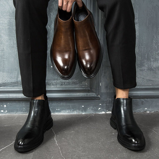 Herren-Chelsea-Stiefel, spitz zulaufend, gefüttert
